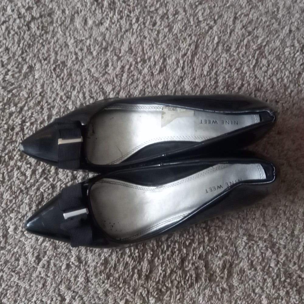 Nine West Black Flats with Bow Accent